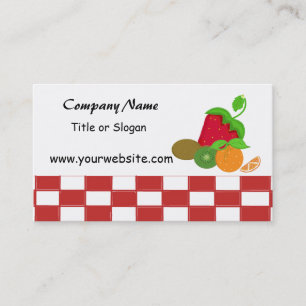 Fruit Theme with Red and White Checks Business Card