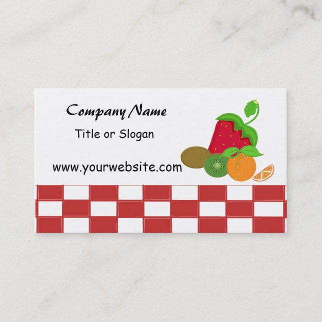 Fruit Theme with Red and White Checks Business Card (Front)