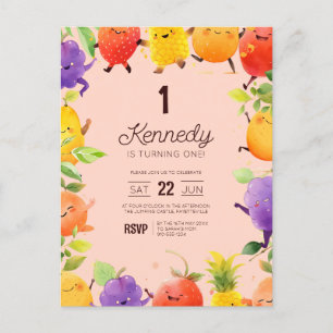 Fruit Themed Birthday Invite Postcard