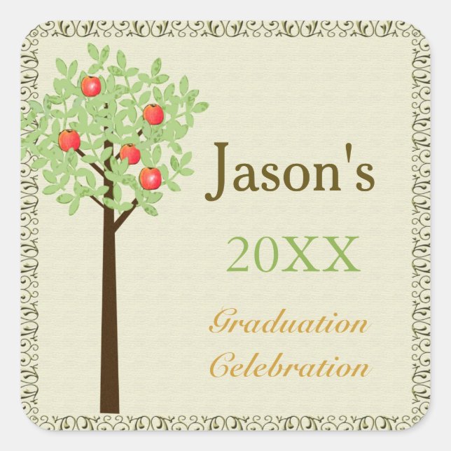 Fruit tree graduation party envelope seal (Front)