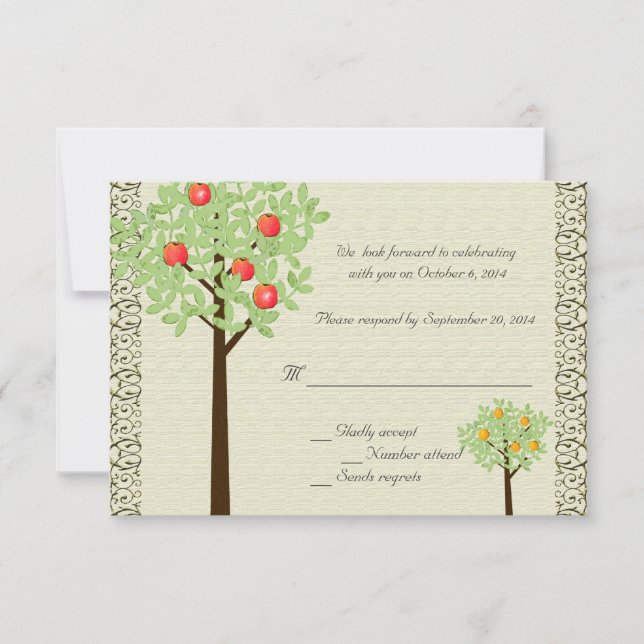 fruit trees RSVP wedding  invitation. Invitation (Front)