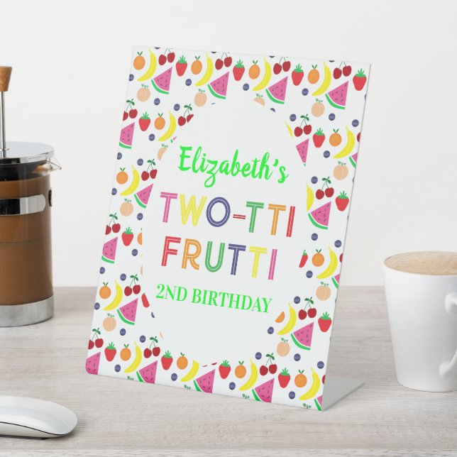 Fruit Two-tti Frutti 2nd Birthday Pedestal Sign (In SItu)