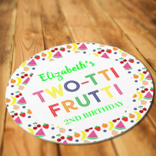 Fruit Two-tti Frutti 2nd Birthday Round Paper Coaster