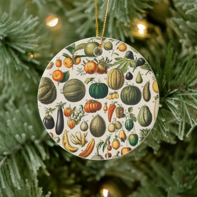 Fruit Vegetable Botanical Scientific Illustration Ceramic Tree Decoration (Tree)