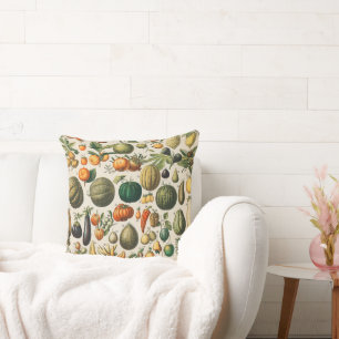 Fruit Vegetable Botanical Scientific Illustration Cushion
