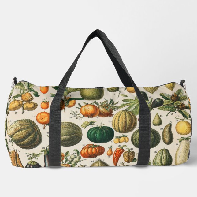 Fruit Vegetable Botanical Scientific Illustration Duffle Bag (Front)