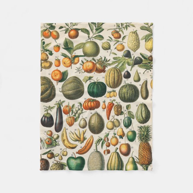 Fruit Vegetable Botanical Scientific Illustration Fleece Blanket (Front)