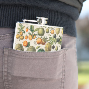 Fruit Vegetable Botanical Scientific Illustration Hip Flask