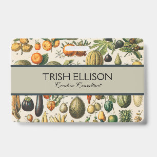 Fruit Vegetable Botanical Scientific Illustration ID Badge