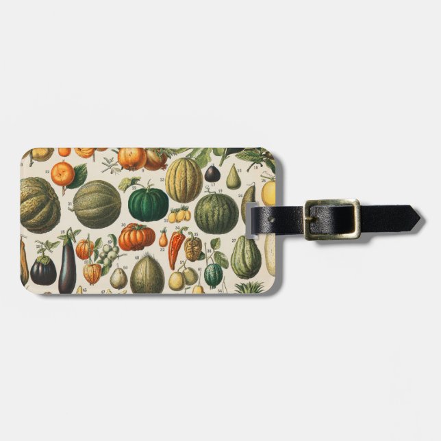 Fruit Vegetable Botanical Scientific Illustration Luggage Tag (Front Horizontal)