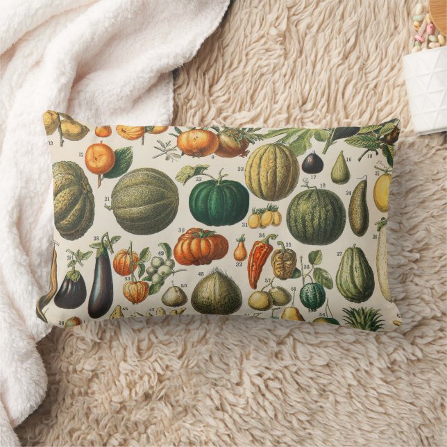 Fruit Vegetable Botanical Scientific Illustration Lumbar Cushion (Blanket)