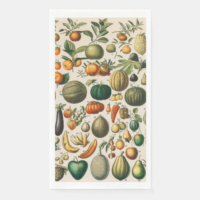 Fruit Vegetable Botanical Scientific Illustration Napkin (Front)