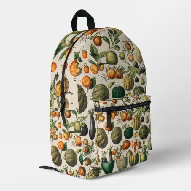 Fruit Vegetable Botanical Scientific Illustration Printed Backpack (Back Corner Left)