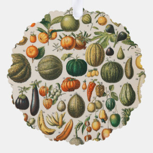 Fruit Vegetable Botanical Scientific Illustration Tree Decoration Card