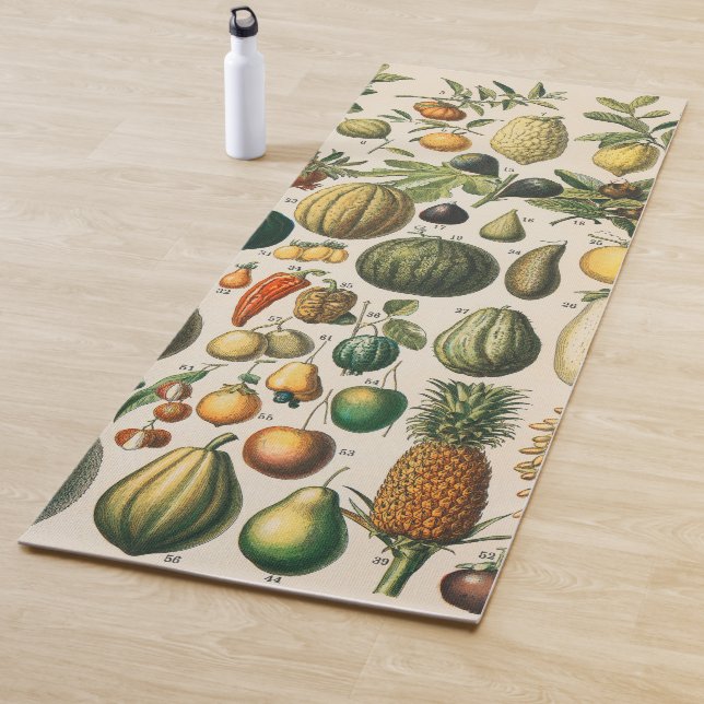 Fruit Vegetable Botanical Scientific Illustration Yoga Mat (In Situ)