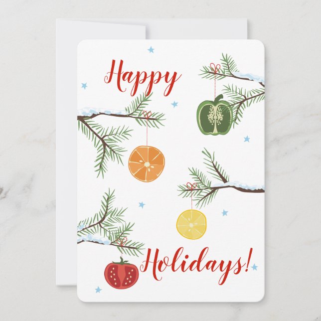 Fruit vegetable slices tree food Christmas card (Front)