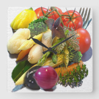 FRUIT & VEGETABLE SQUARE WALL CLOCK