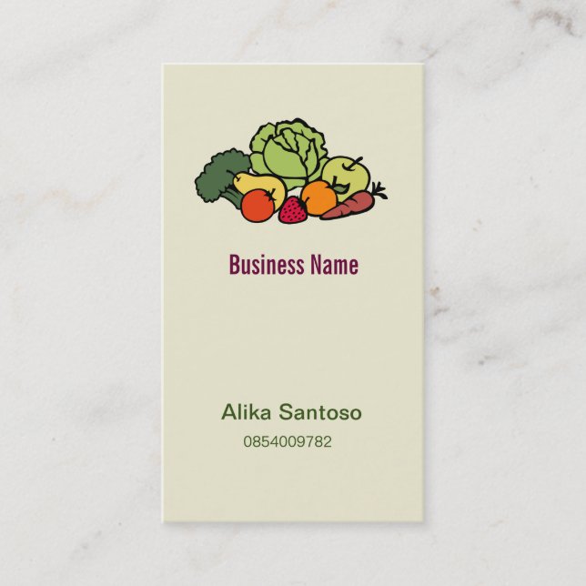 Fruit Vegetables Logo Business Card (Front)