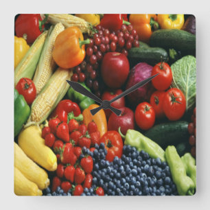 FRUIT & VEGETABLES SQUARE WALL CLOCK