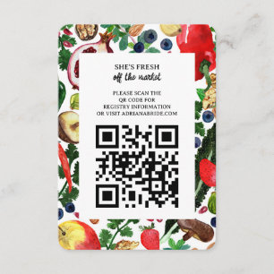 Fruit Veggie Watercolor FRESH OFF MARKET Bridal QR Enclosure Card