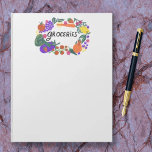 Fruit & Veggies Illustration Grocery Shopping List Notepad<br><div class="desc">Make your shopping lists in style with this customisable grocery shopping,  meal planning or to-do list notepad. Customise or add text to suit your needs. Add lines if you like. Check my shop for more sizes and styles!</div>