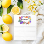 Fruit & Veggies Illustration Grocery Shopping List Notepad<br><div class="desc">Make your shopping lists in style with this customisable grocery shopping,  meal planning or to-do list notepad. Customise or add text to suit your needs. Keep or delete the lines too. Check my shop for more sizes and styles!</div>