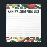 Fruit & Veggies Watercolor Grocery Shopping List Notepad<br><div class="desc">Make your shopping lists in style with this customizable grocery shopping,  meal planning or to-do list notepad. Customize or add text to suit your needs. Keep or delete the lines too. Check my shop for more sizes and styles!</div>