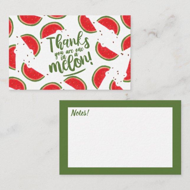 Fruit Watermelon Red Cute Thank You Card  (Front/Back)