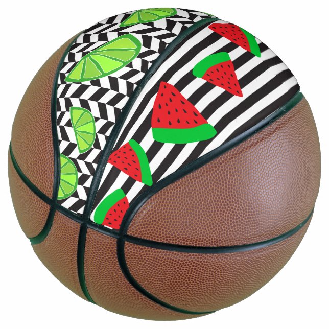 Fruit Watermelon Stripe Lime Herringbone Basketbal Basketball (Angled)