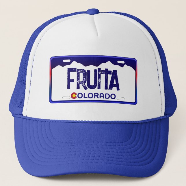 Fruita Colorado blue license plate hat (Front)