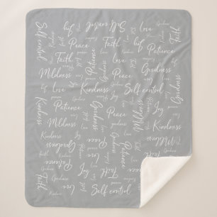 Fruitage of the Spirit Sherpa Blanket Grey and Whi