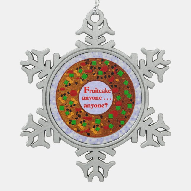 Fruitcake Snowflake Pewter Christmas Ornament (Front)