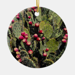Fruited prickly pear cactus, Sonoran Desert Ceramic Tree Decoration