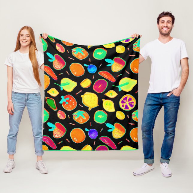 Fruitful Neon Visions Design Fleece Blanket (In Situ)