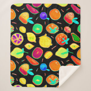 Fruitful Neon Visions Design Sherpa Blanket