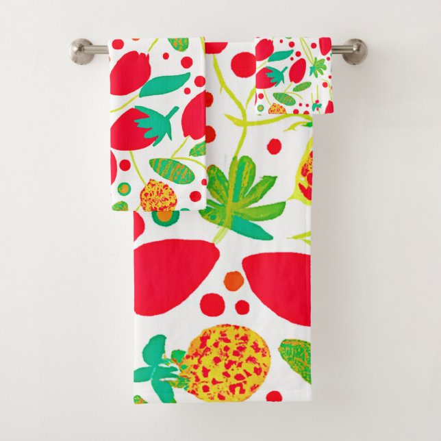 Fruitful Palette Vivid Pattern Bath Towel Set (Insitu)