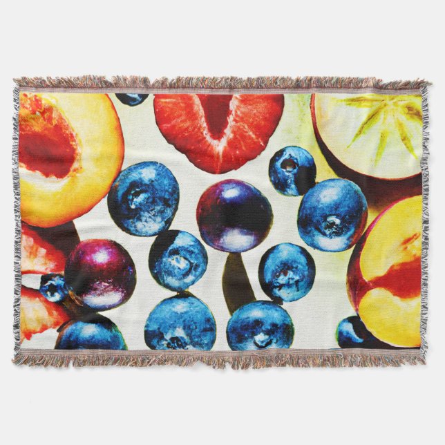 Fruitful Vibrance Pattern Throw Blanket (Front)