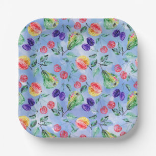 Fruits and berries. paper plate