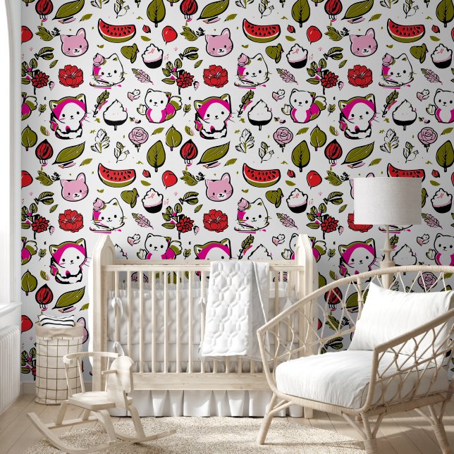 Fruits and cats Wallpaper (Kids)