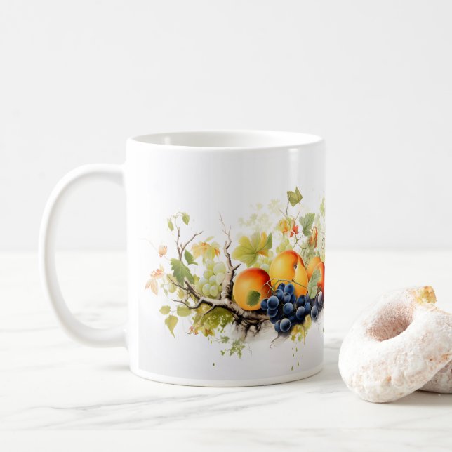 Fruits And Leaves Coffee Mug (With Donut)