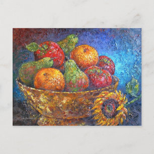 Fruits and Sunflower Painting Art - Multi Postcard