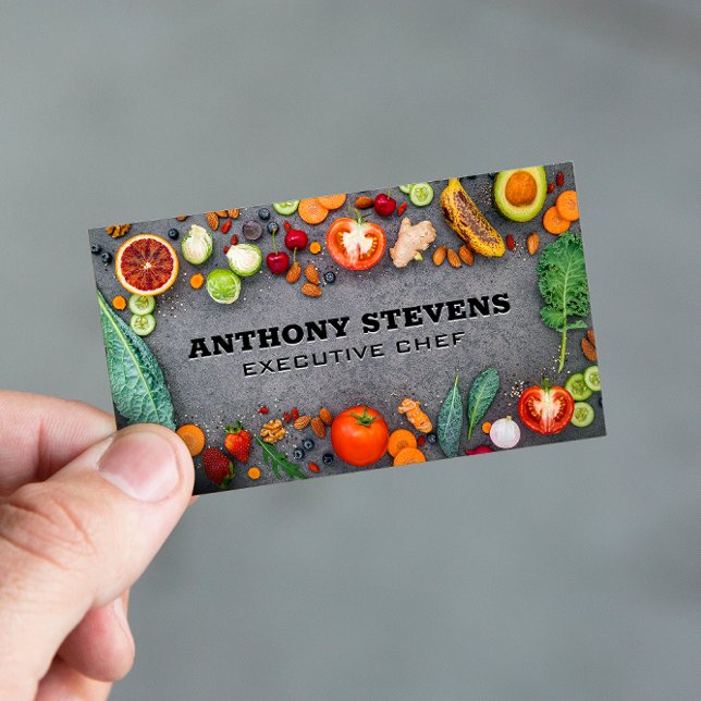 Fruits and Vegetables on Table Business Card (Creator Uploaded)