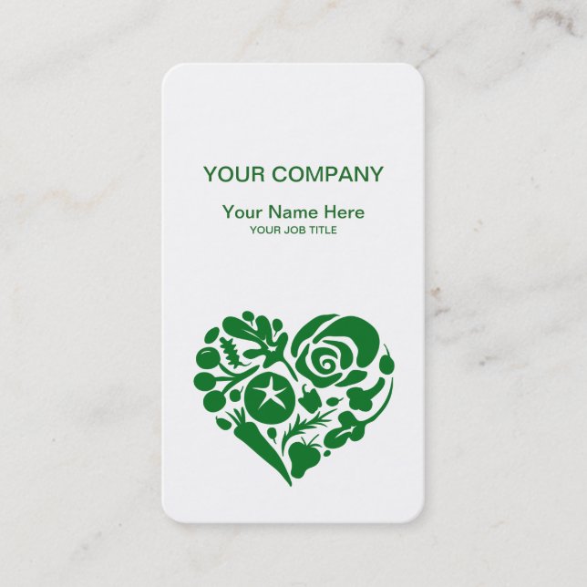 Fruits and Vegetables Vegan Heart Business Card (Front)