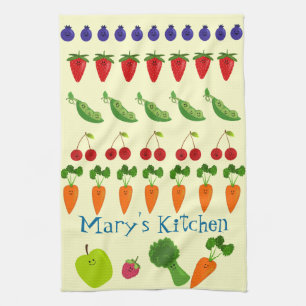 Fruits and Veggies Personalised Tea Towel