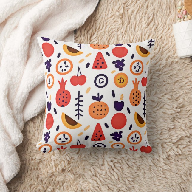 Fruits Colourful Pattern Art Cushion (Blanket)