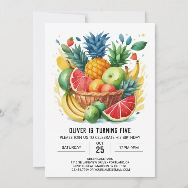 Fruits Fiesta Boho Birthday Invitation (Front)