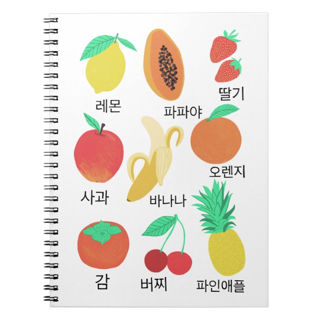 Fruits Flash Cards Korean Fruity Fun Food Art  Notebook (Front)