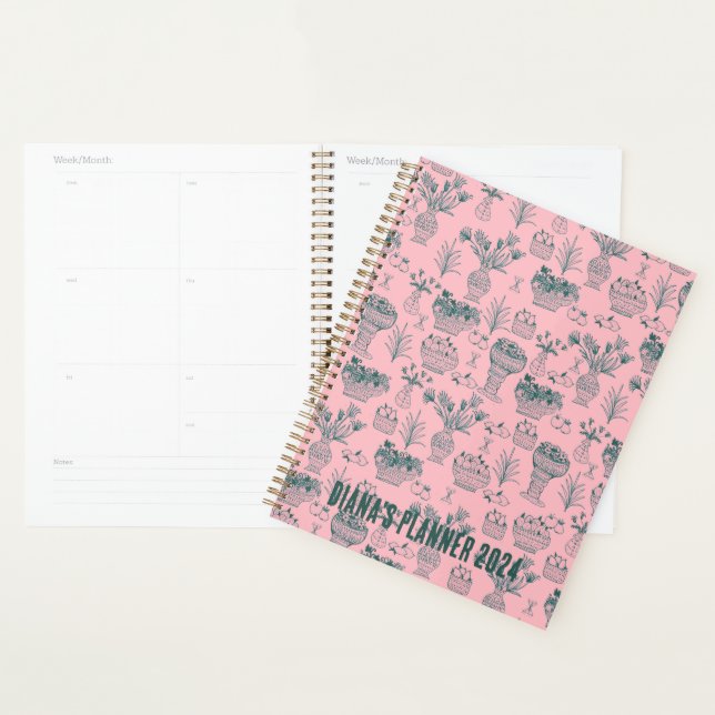Fruits & Flowers Pattern Blooms Floral Pink CUSTOM Planner (Display)