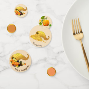 Fruits & gold on beige Thanksgiving Table Confetti