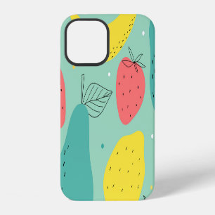 Fruits hand-drawn, decorative seamless pattern. iPhone 12 case